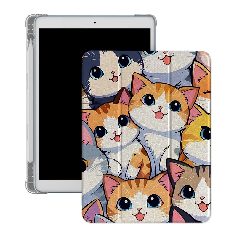 Kawaii Cat Case For iPad 11 2025 Pro 11 inch Air 2024 iPad Air 5/4 10.9 10th 10.2 9.7 inch Air3 10.5 mini 6/5/4 Cover Cute Cases