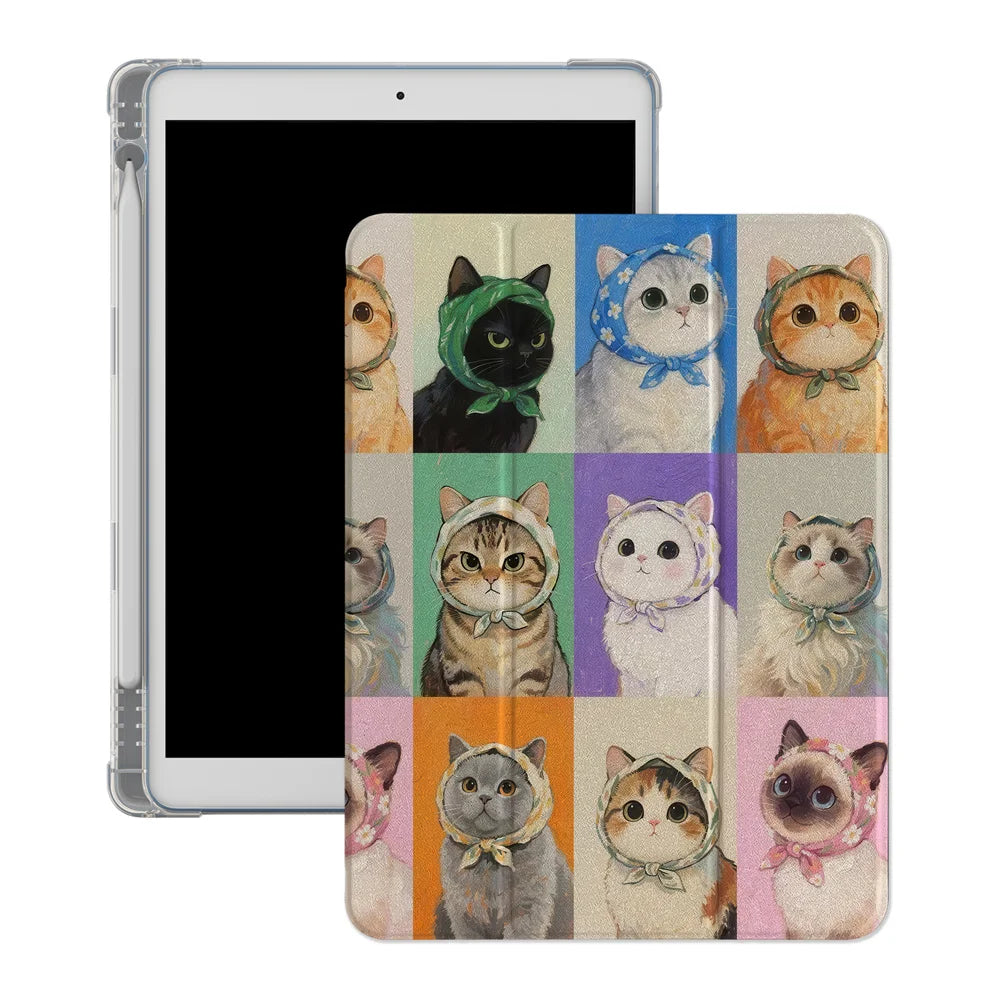 New Year's collection of cute cat iPad protective cases, suitable for Apple iPad Pro 2024 11 inch 2025 Air 5/4 10.9 iPad 10 9.7