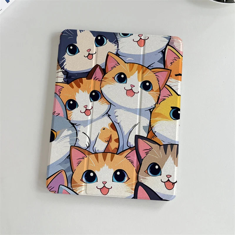 Kawaii Cat Case For iPad 11 2025 Pro 11 inch Air 2024 iPad Air 5/4 10.9 10th 10.2 9.7 inch Air3 10.5 mini 6/5/4 Cover Cute Cases
