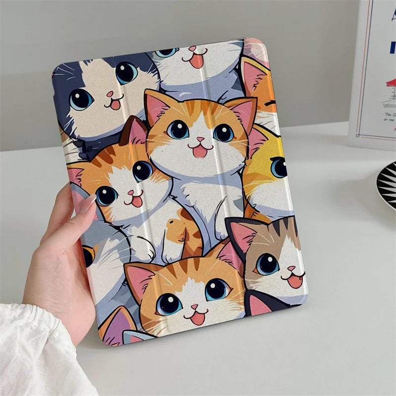 Kawaii Cat Case For iPad 11 2025 Pro 11 inch Air 2024 iPad Air 5/4 10.9 10th 10.2 9.7 inch Air3 10.5 mini 6/5/4 Cover Cute Cases