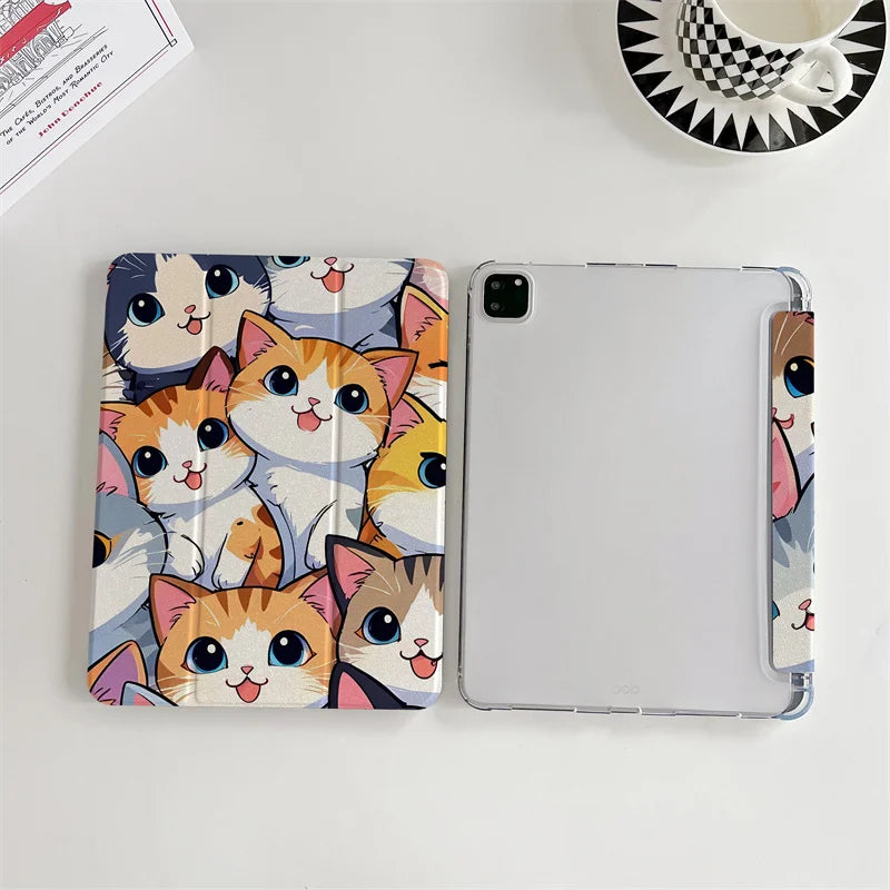 Kawaii Cat Case For iPad 11 2025 Pro 11 inch Air 2024 iPad Air 5/4 10.9 10th 10.2 9.7 inch Air3 10.5 mini 6/5/4 Cover Cute Cases