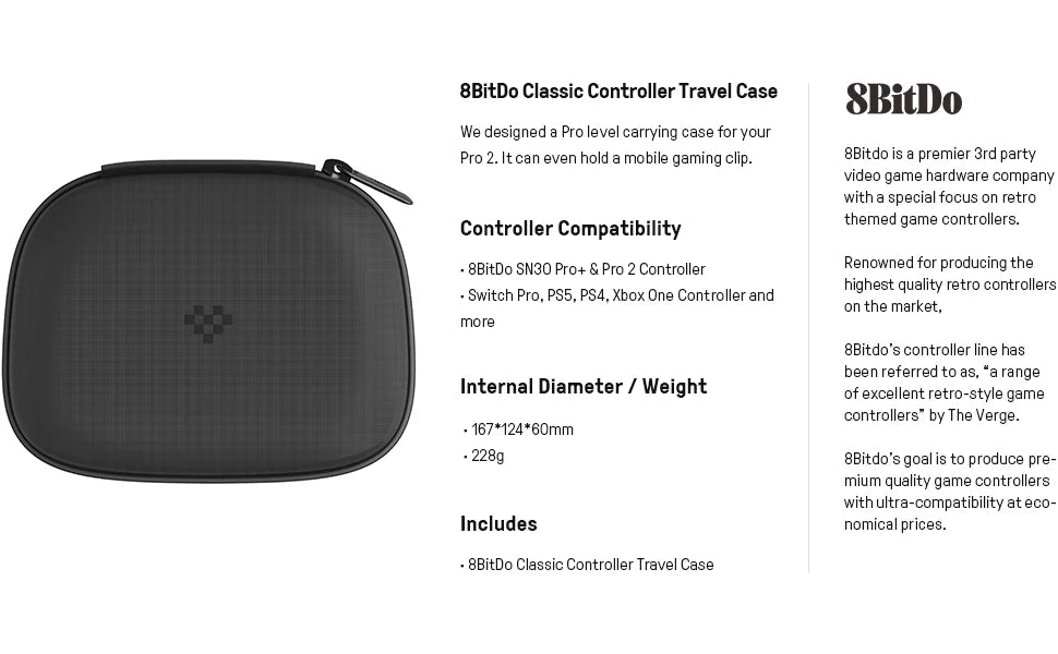 8Bitdo Classic Controller Travel Case Hard Shell Game Accessorie for Pro2 Controller Eva Bag for PS5 PS4 Switch Xbox One Gamepad