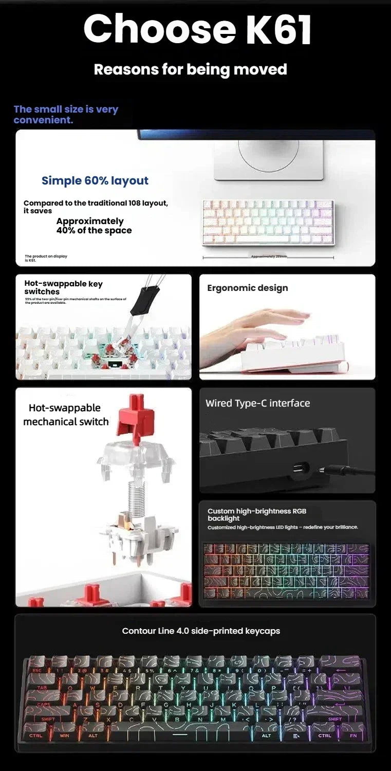 X68 HE Rapid Trigger Keyboard 8000Hz Magnetic 0.01mm RT Accuracy Wired Ergonomics Gaming Esports Keyboard Win Macos