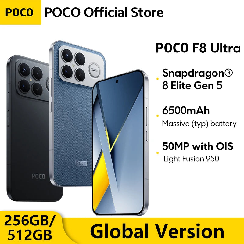 POCO F8 Ultra【World Premiere】Global Version Smartphone Snapdragon 8 Elite Gen 5 50MP 6.9" 120Hz display 6500mAh battery