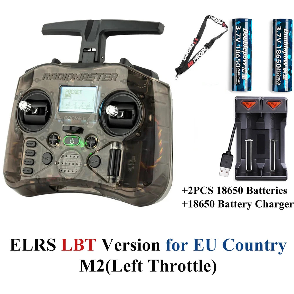 Radiomaster Pocket EdgeTX 2.4G Radio Controller FCC LBT (Mode2 Left-handed Throttle ) CC2500 / ELRS Hall Gimbal Transmitter