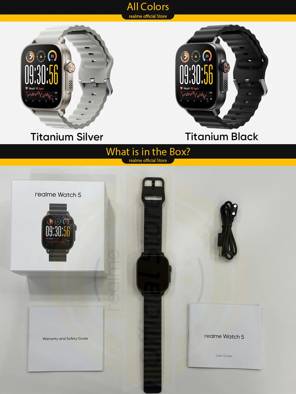 realme Watch 5 Smart Watch 1.97" 2D Flat AMOLED Display Compass & Independent GPS with 5 GNSS 14-day Battery Life NFC Card IP68