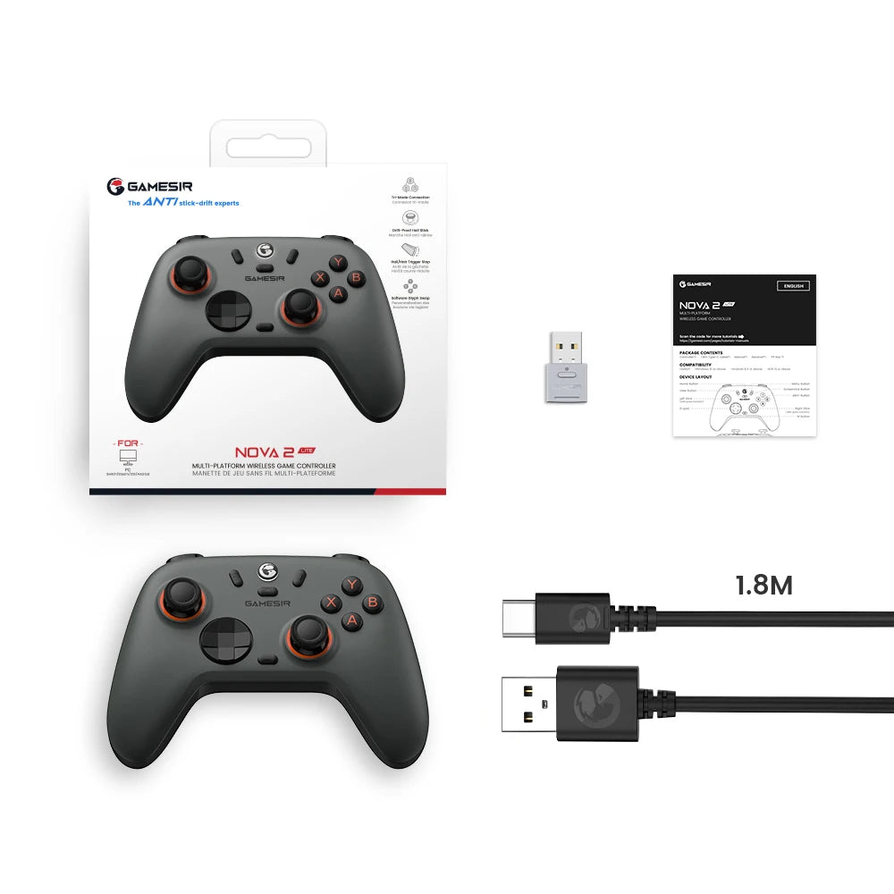 GameSir Nova Lite 2 Switch Controller Wireless Gamepad with Hall Effect for Nintendo Switch iPhone Android Phone PC Joystick