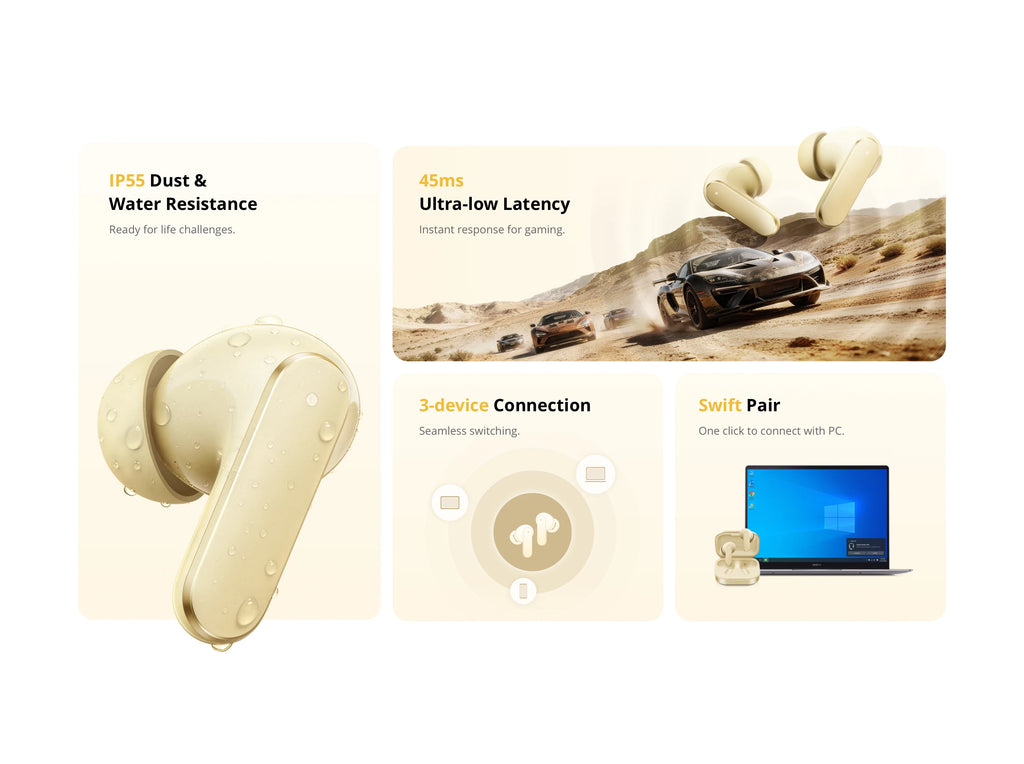 realme Buds Air8 TWS Earphone 11+6mm Premier Dual Drivers 55dB Noise Cancellation Up to 58 Hours of Playback IP55 Bluetooth 5.4