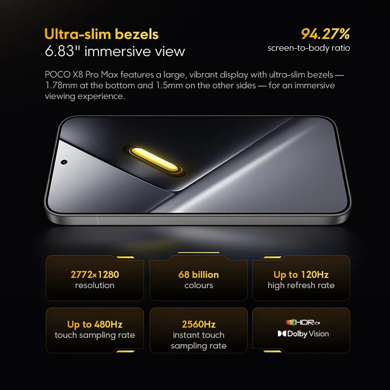 【World Premiere】Global Version  POCO X8 Pro Max 8500mAh Smartphone Dimensity 9500s 6.83'' 1.5K 120Hz Ultra-Bright AMOLED Display