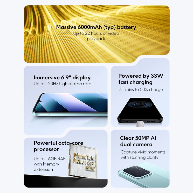 POCO C85 Global Version Smartphone NFC 128GB 256GB MediaTek Helio G81-Ultra 6.9" Dot Drop Display 50MP Main Camera 6000mAh