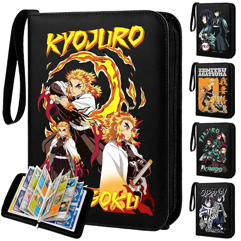 400pcs Anime Demon Slayer Zipper Card Album Book Collection Card Storage Folder Hold Tanjiro Game Cards Binder Holder Protector