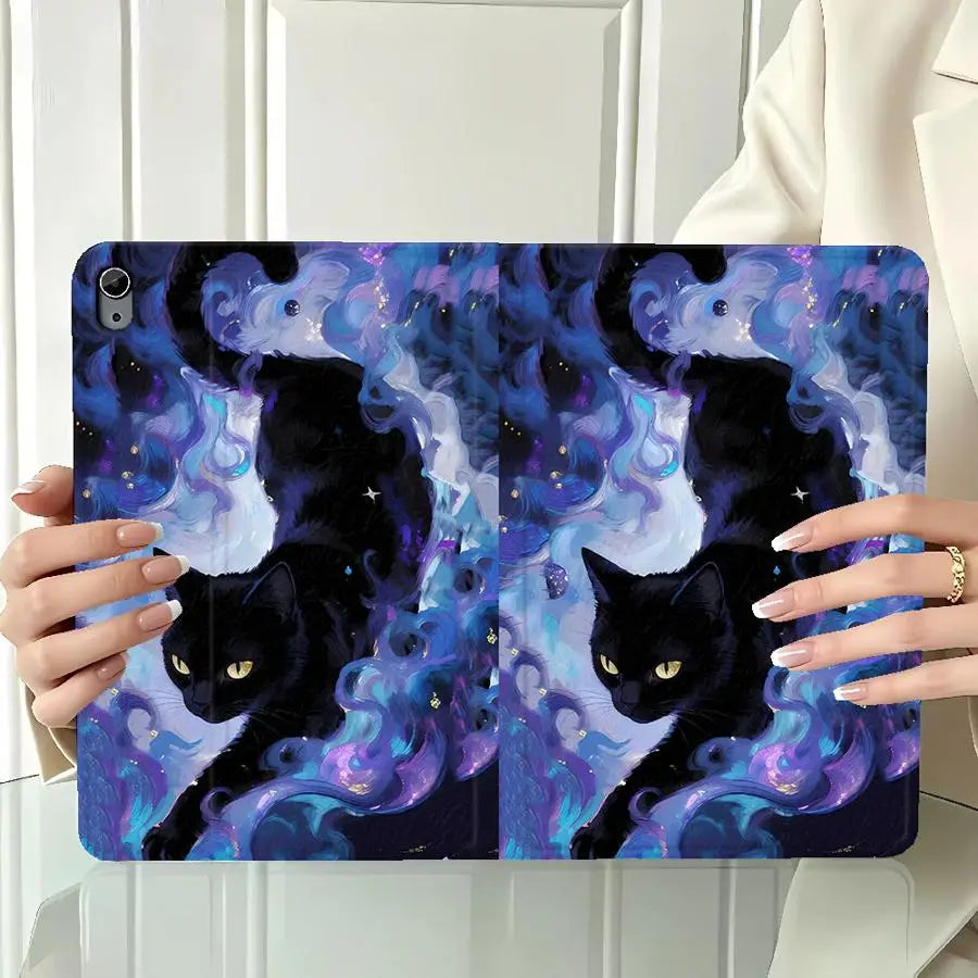 With Pencil Holder Case for Xiaomi Pad 6s Pro 7 Ultra Redmi Pad SE K Pad 8.8 9.7 12.4 Inch Pad 5 6 7 8 Pro Starry Night Cat