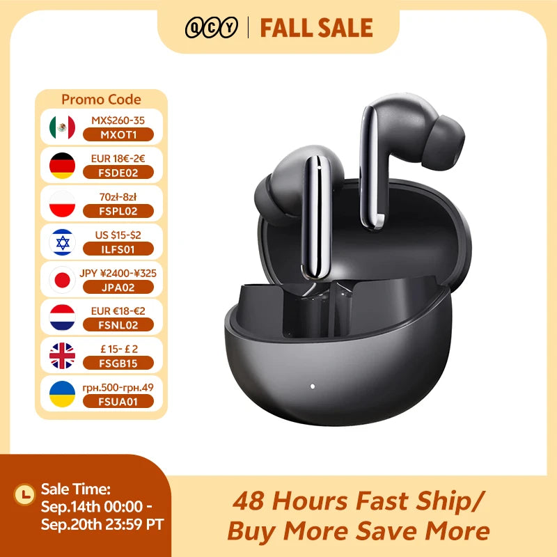 QCY MeloBuds Pro ANC Bluetooth 5.3 Earphones Wireless 46dB Hybrid ANC Hi-Res LDAC Earbuds 6 Mic Headphones 34H In-Ear Detection