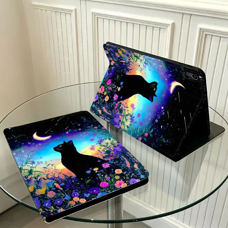 With Pencil Holder Case for Xiaomi Pad 6s Pro 7 Ultra Redmi Pad SE K Pad 8.8 9.7 12.4 Inch Pad 5 6 7 8 Pro Starry Night Cat
