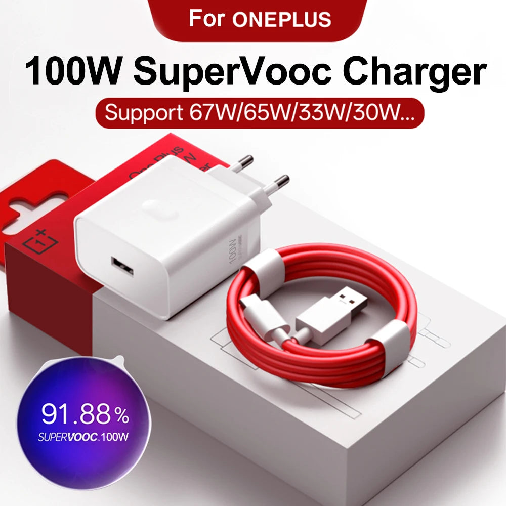 For Oneplus 100W SuperVOOC USB Fast Charger For Oneplus 15 15r 13 13r 13t 13s ace 6t nord 6 Fast Charging Plug Type C Date Cable