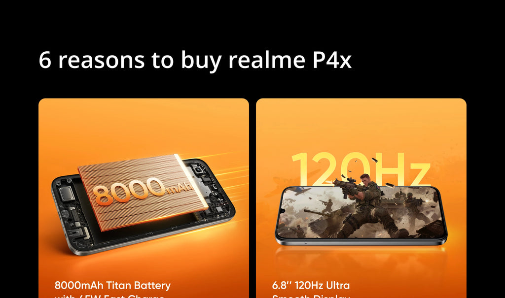 [New Launch] realme P4x Smartphone 6.8" 120Hz LCD Display UNISOC T7250 Chipset 50MP AI Camera 8000mAh Battery 45W Charge NFC