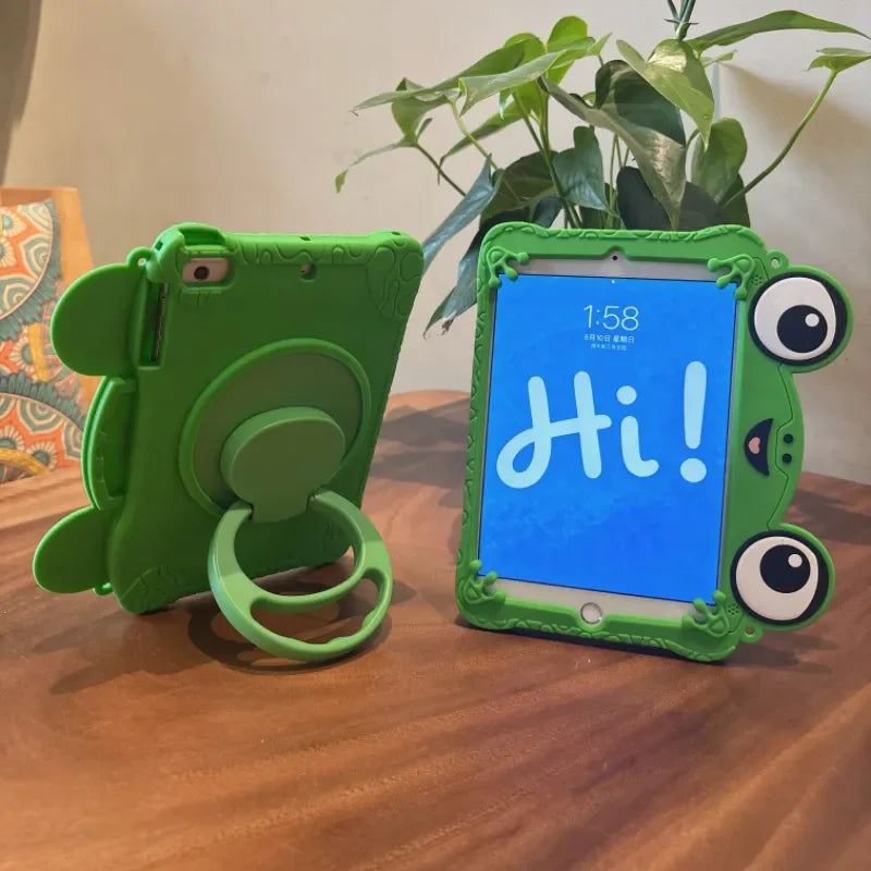 In Stock Cartoon Big Eyes Frog Tablet Case For iPad 7 8 9 10th 11th 12th AirPro 11 iPad Protective Case Kickstand Cover
