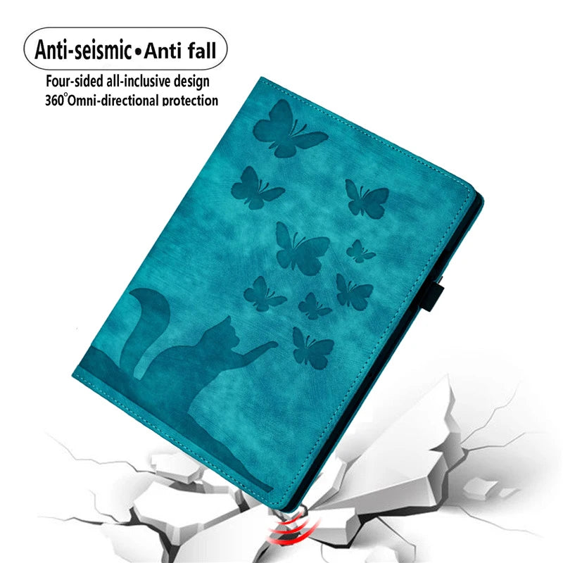 with Card Slot Butterfly Cat Tablet Case For iPad 2025 Pro Air MINI 10.2 10.9 11 12.9 13 inch 4 5 6 7 8 9 10th Generation Cover