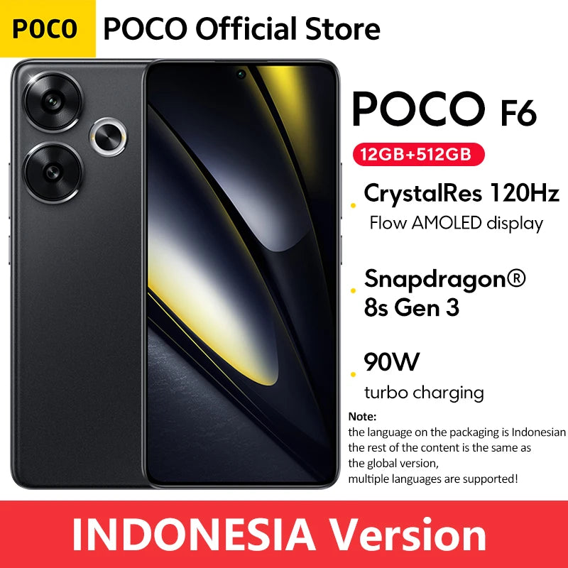 Global Version POCO F6 5G Smartphone Snapdragon®8s Gen 3 NFC 120Hz Flow AMOLED 90W Turbo Charging 5000mAh 50MP Camera NFC