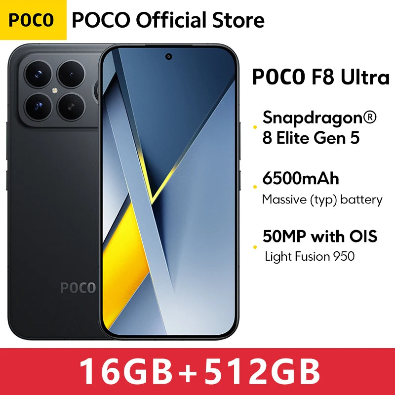 POCO F8 Ultra【World Premiere】Global Version Smartphone Snapdragon 8 Elite Gen 5 50MP 6.9" 120Hz display 6500mAh battery