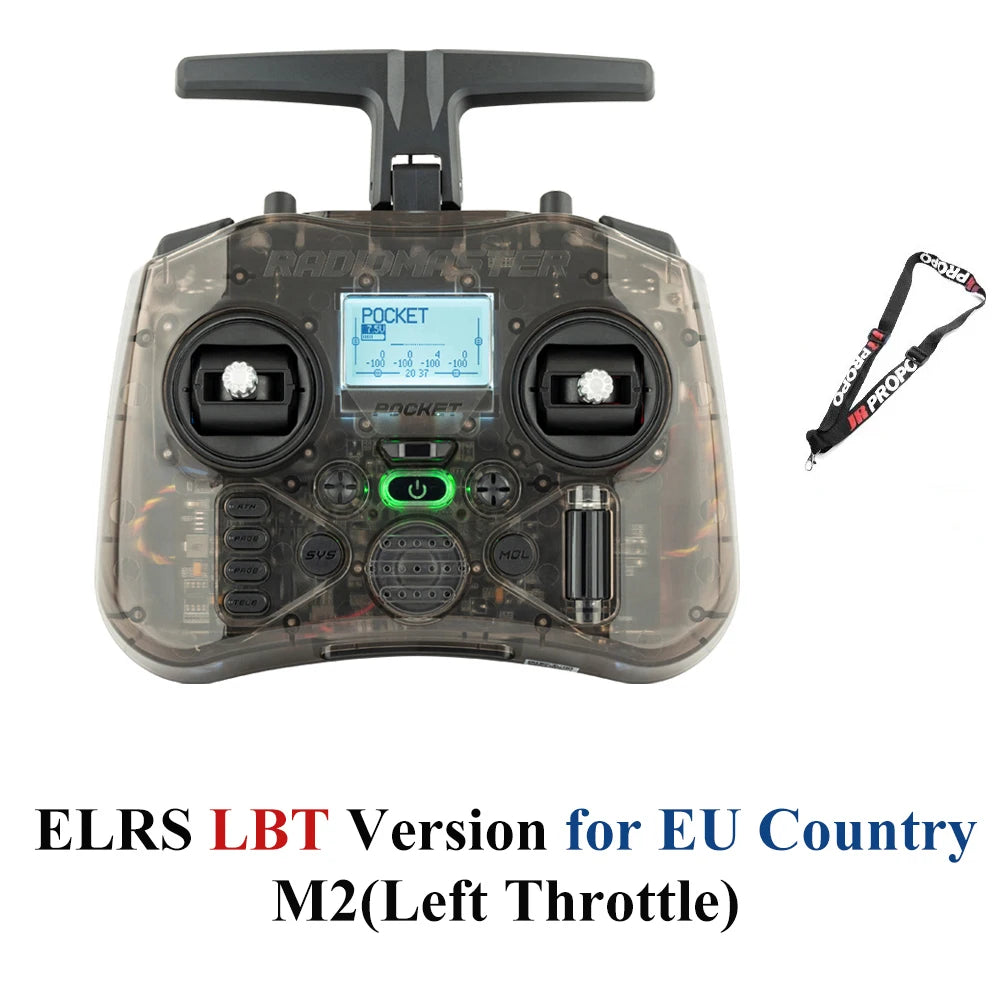 Radiomaster Pocket EdgeTX 2.4G Radio Controller FCC LBT (Mode2 Left-handed Throttle ) CC2500 / ELRS Hall Gimbal Transmitter