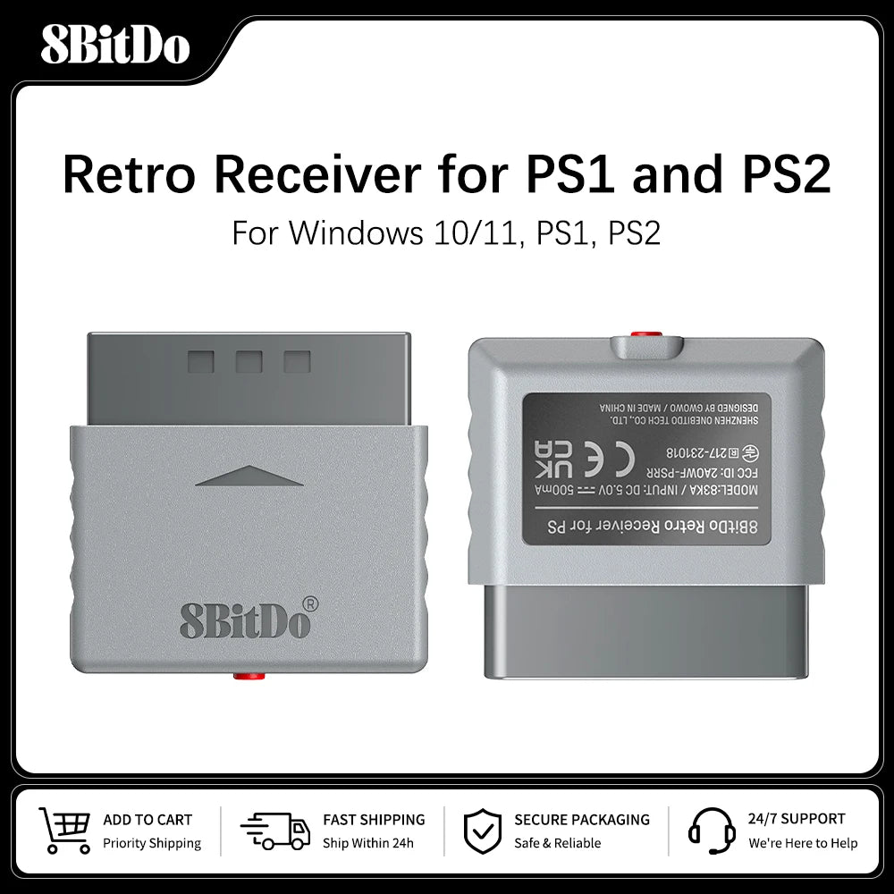 8BitDo Retro Receiver Adapter Dongle for PS1 PS2 Windows Support Xbox Series / Xbox One Controller Switch PS5 PS4 Gamepad