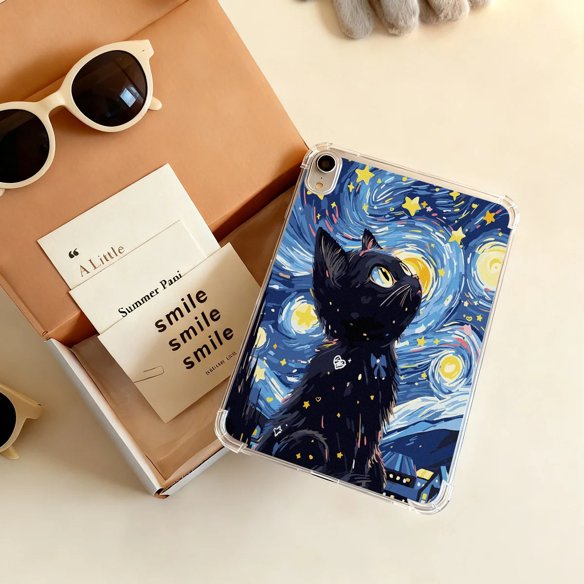 Clear Transparent Tablet Case for Apple iPad Pro 12.9 13 9.7 10.5 A16 11 10 9 8 Air 13 Mini 6 5 4 Cover Cute Artistic Cat Shell