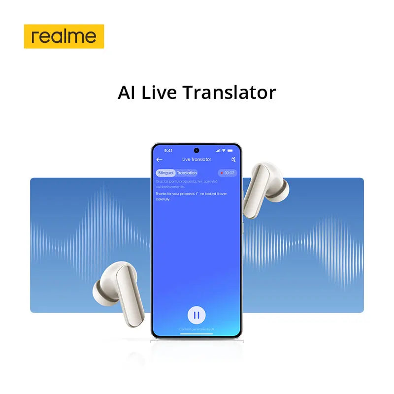 realme Buds Air 7 Pro TWS Earphone AI Live Translator 53dB Noise Cancellation 3D Spatial Effect 11+6mm Dual-dac Driver LHDC 5.0