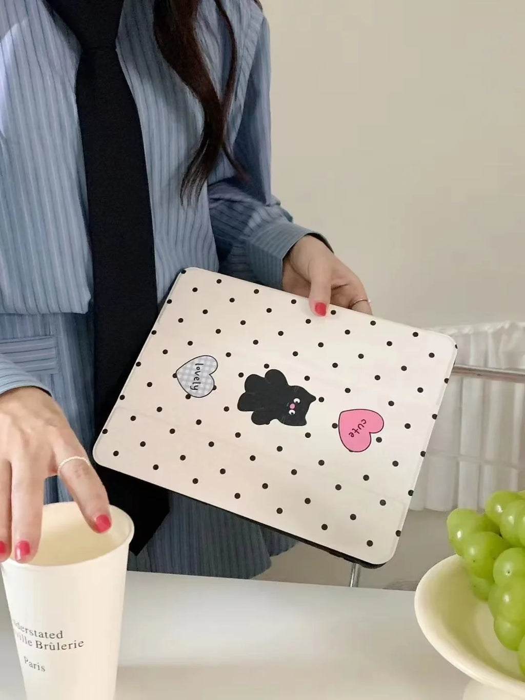 Polka Dot Black Cat Smart Cover For IPad 10.2 7th 8th 9th iPad 10th Gen Air 5th 4th 10.9 Pro 11 2024 iPad Air 11" 2025 Case