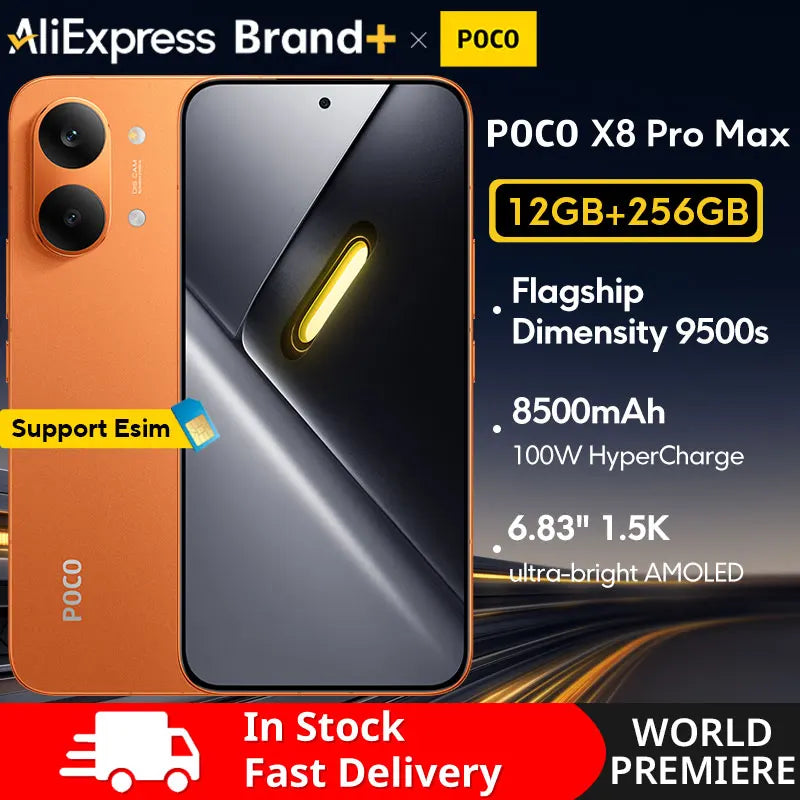 【World Premiere】Global Version  POCO X8 Pro Max 8500mAh Smartphone Dimensity 9500s 6.83'' 1.5K 120Hz Ultra-Bright AMOLED Display