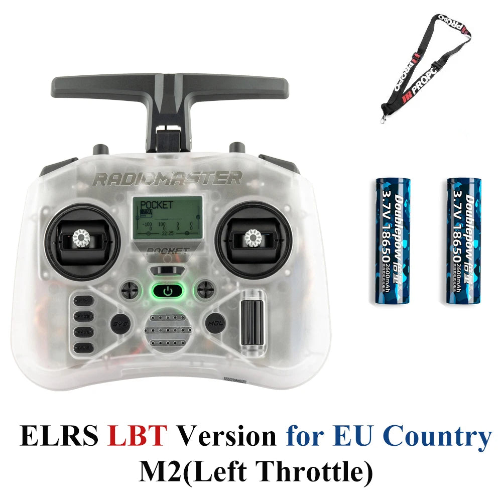 Radiomaster Pocket EdgeTX 2.4G Radio Controller FCC LBT (Mode2 Left-handed Throttle ) CC2500 / ELRS Hall Gimbal Transmitter
