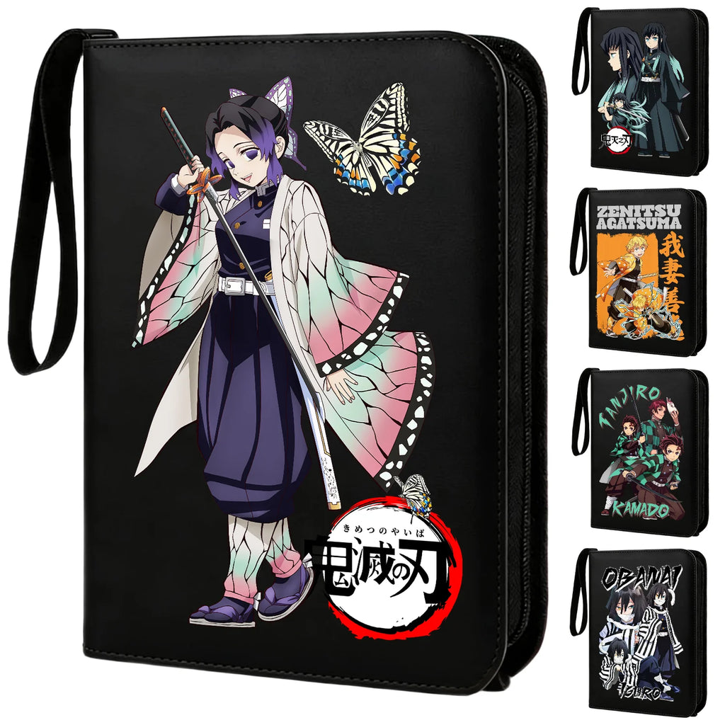 400pcs Anime Demon Slayer Zipper Card Album Book Collection Card Storage Folder Hold Tanjiro Game Cards Binder Holder Protector