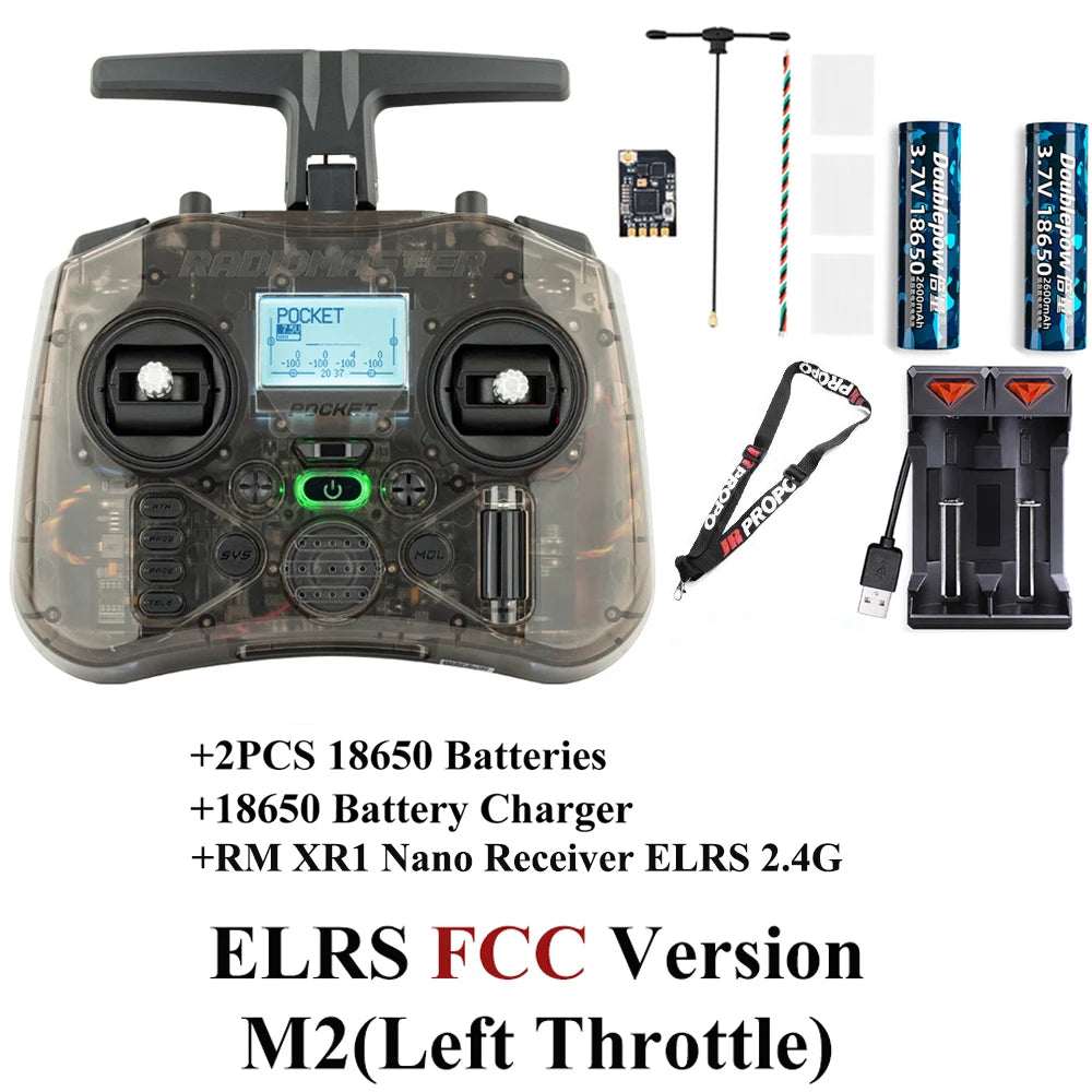 Radiomaster Pocket EdgeTX 2.4G Radio Controller FCC LBT (Mode2 Left-handed Throttle ) CC2500 / ELRS Hall Gimbal Transmitter