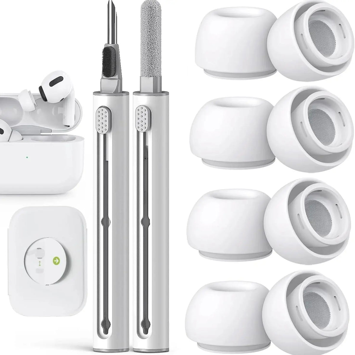 KUTOU 4 Pairs Liquid Silicone Ear Tips for Airpods Pro 1 2 Noise Reduction Pad Earplugs Boxed Ear Caps Comes with Cleaning Pen