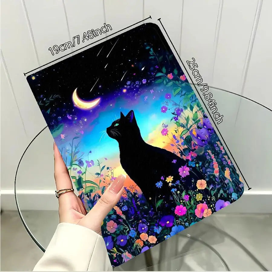 With Pencil Holder Case for Xiaomi Pad 6s Pro 7 Ultra Redmi Pad SE K Pad 8.8 9.7 12.4 Inch Pad 5 6 7 8 Pro Starry Night Cat