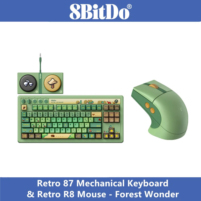 8BitDo Retro 87 Mechanical Keyboard & Retro R8 Mouse - Forest Wonder Officially licensed by XBOX. Compatible Windows Android.