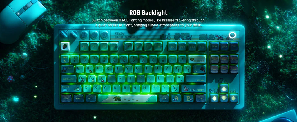 8BitDo Retro 87 Mechanical Keyboard & Retro R8 Mouse - Forest Wonder Officially licensed by XBOX. Compatible Windows Android.