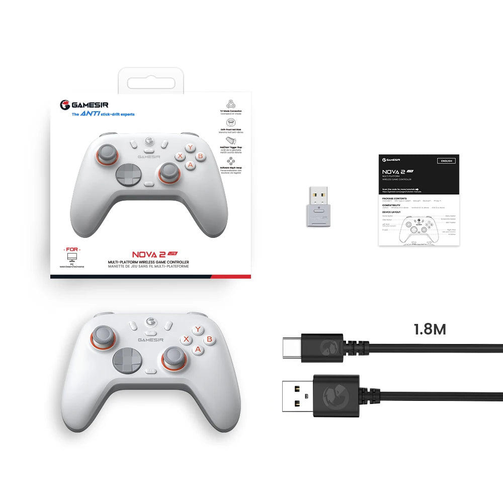 GameSir Nova Lite 2 Switch Controller Wireless Gamepad with Hall Effect for Nintendo Switch iPhone Android Phone PC Joystick