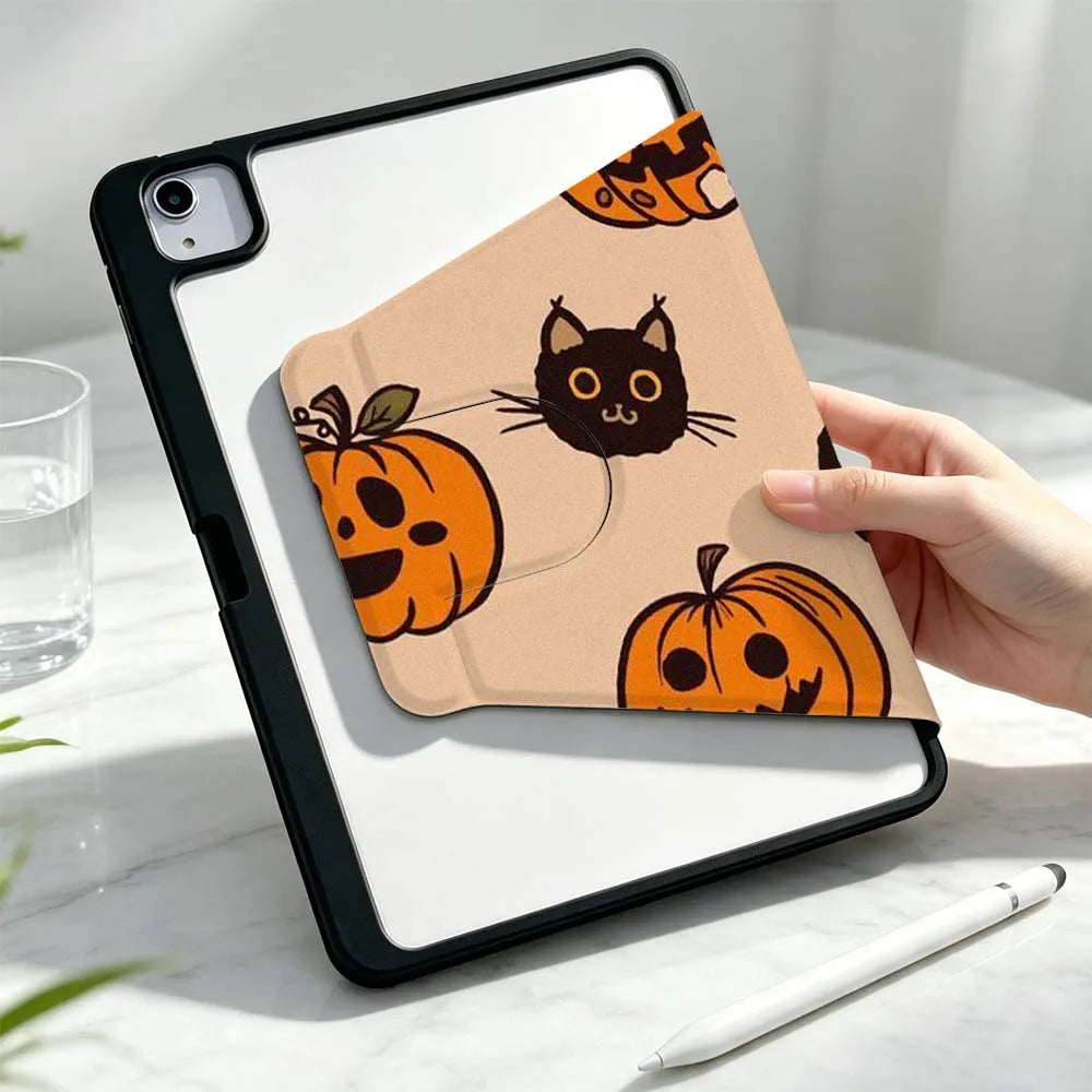 Halloween Cat For iPad Pro Air mini 6 5 4 12th M5 M4 M3 M2 A16 A17Pro 360° Rotation Stylus Storage Tablet Case Soft