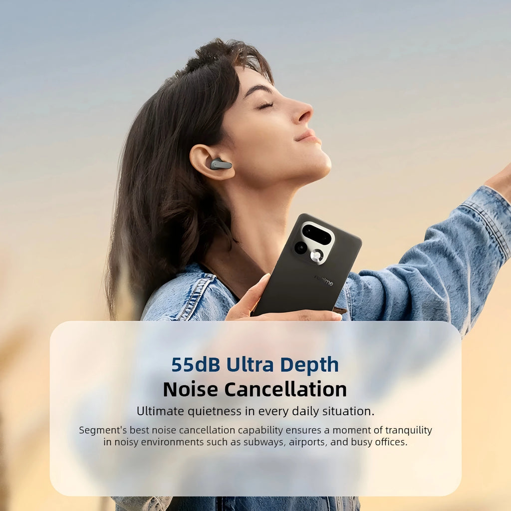 realme Buds Air8 TWS Earphone 11+6mm Premier Dual Drivers 55dB Noise Cancellation Up to 58 Hours of Playback IP55 Bluetooth 5.4