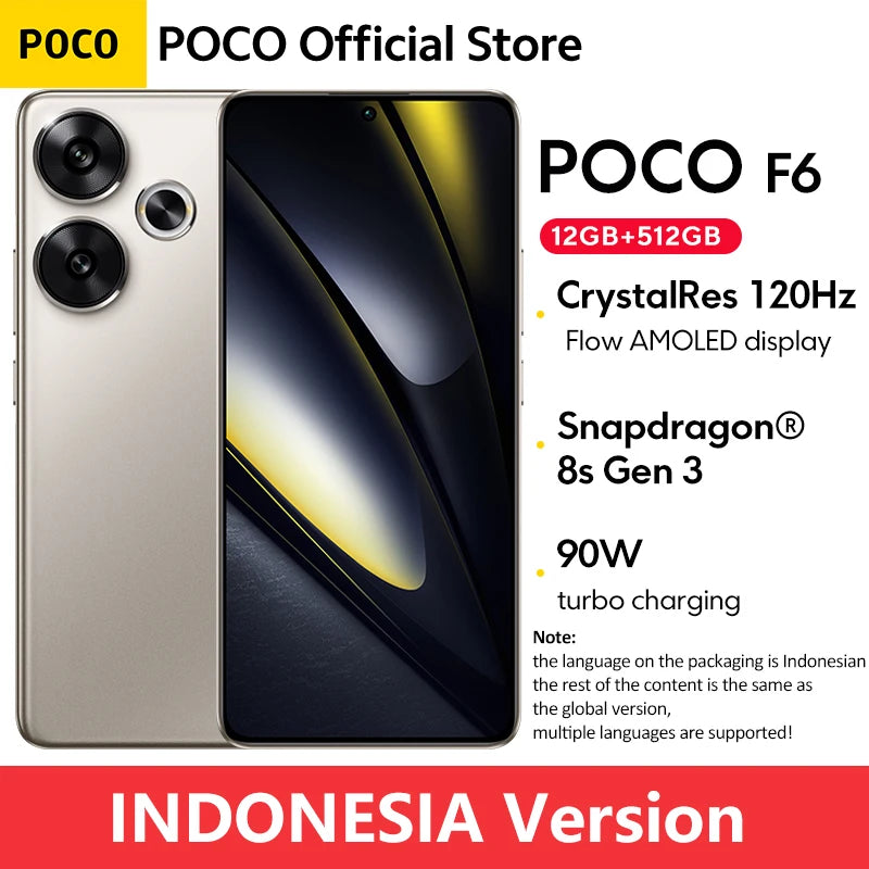Global Version POCO F6 5G Smartphone Snapdragon®8s Gen 3 NFC 120Hz Flow AMOLED 90W Turbo Charging 5000mAh 50MP Camera NFC