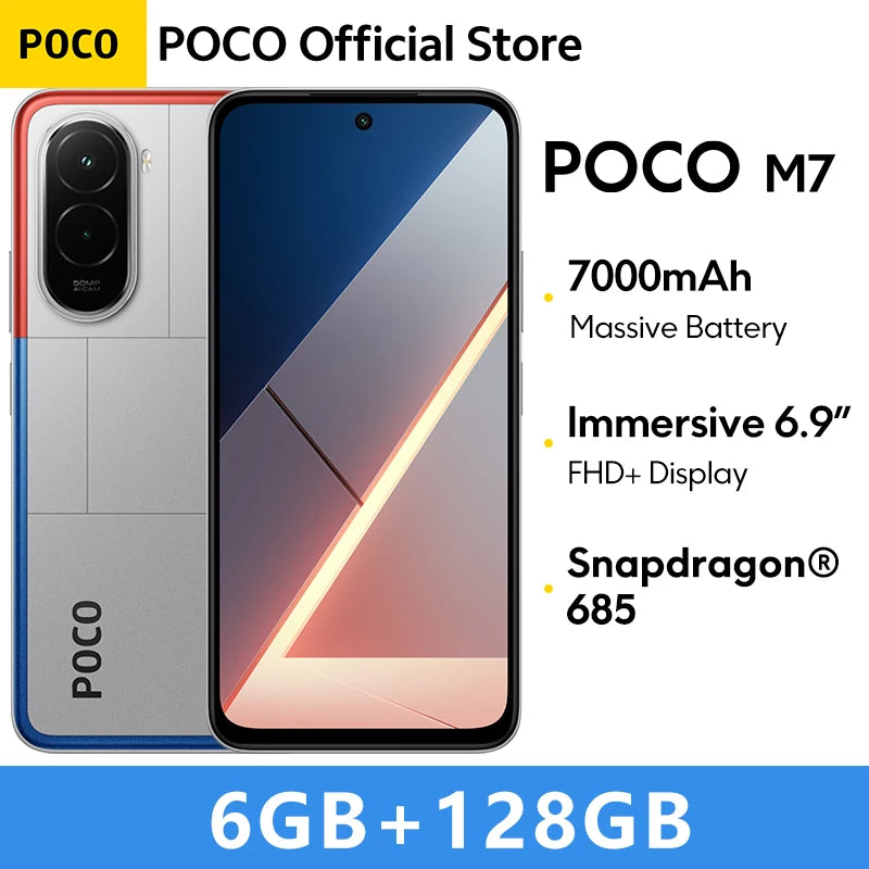 【World Premiere】POCO M7 Global Version Smartphone Snapdragon 685 7000mAh battery Immersive 6.9" FHD+ Display NFC 33W Charging