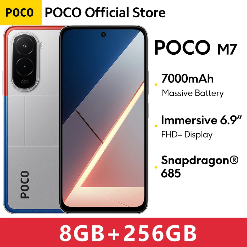 【World Premiere】POCO M7 Global Version Smartphone Snapdragon 685 7000mAh battery Immersive 6.9" FHD+ Display NFC 33W Charging
