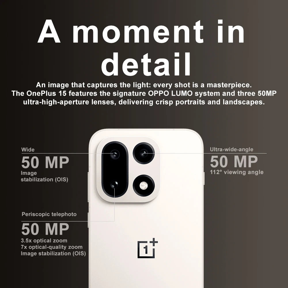 Chinese Version OnePlus 15 Unlocked 5G Smartphone Snapdragon 8 Elite Gen 5 6.78'' 165Hz Screen 50MP Camera 7300mAh Battery NFC