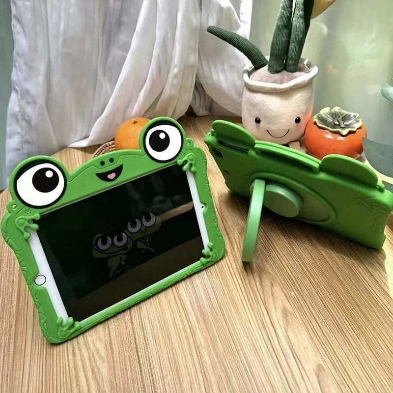 In Stock Cartoon Big Eyes Frog Tablet Case For iPad 7 8 9 10th 11th 12th AirPro 11 iPad Protective Case Kickstand Cover