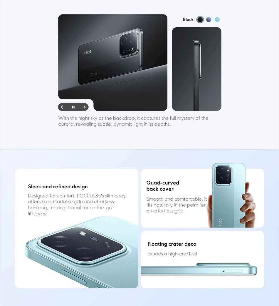 POCO C85 Global Version Smartphone NFC 128GB 256GB MediaTek Helio G81-Ultra 6.9" Dot Drop Display 50MP Main Camera 6000mAh