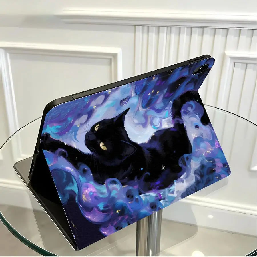With Pencil Holder Case for Xiaomi Pad 6s Pro 7 Ultra Redmi Pad SE K Pad 8.8 9.7 12.4 Inch Pad 5 6 7 8 Pro Starry Night Cat
