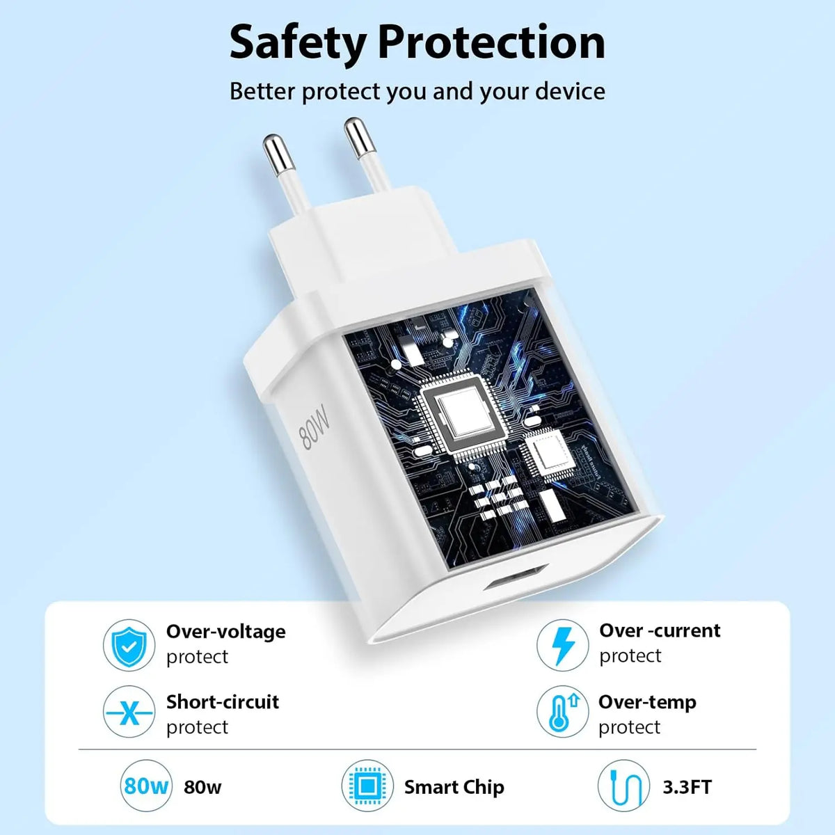 For OnePlus 80W SuperVOOC EU Fast Wall Charger For OnePlus 10 Pro 11 12 13 15 Nord 4 5 CE 2 3 Lite OPPO Realme Type C USB Cable