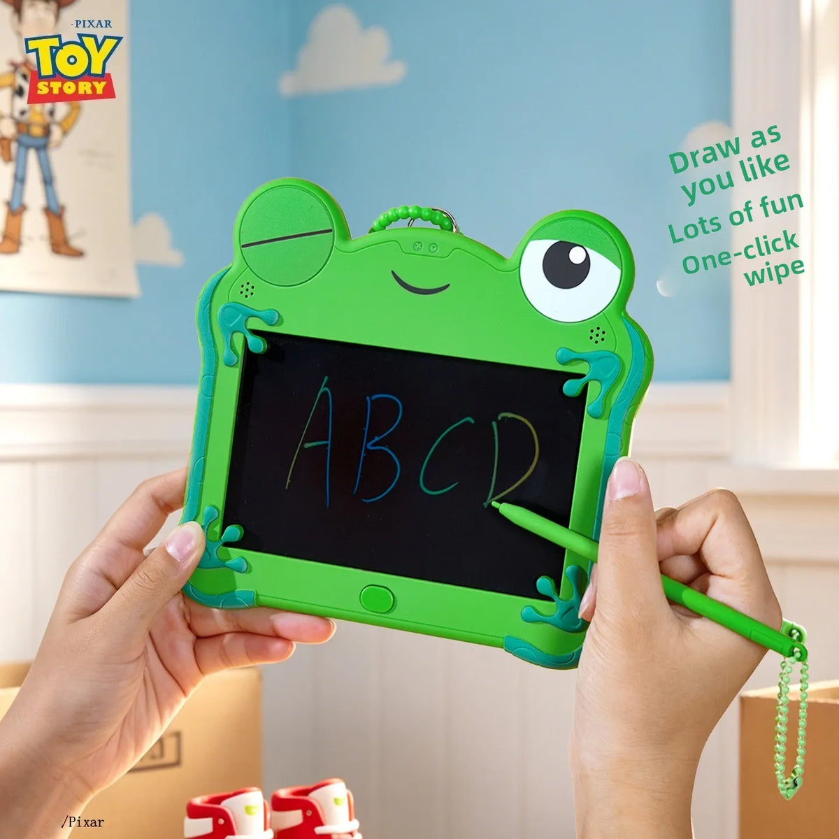Toy Story 5 Authentic Frog Lilypad LCD Tablet Keychain Erasable Drawing  Boys Puzzle Drawing Erasable Handwritten Bag Pendant