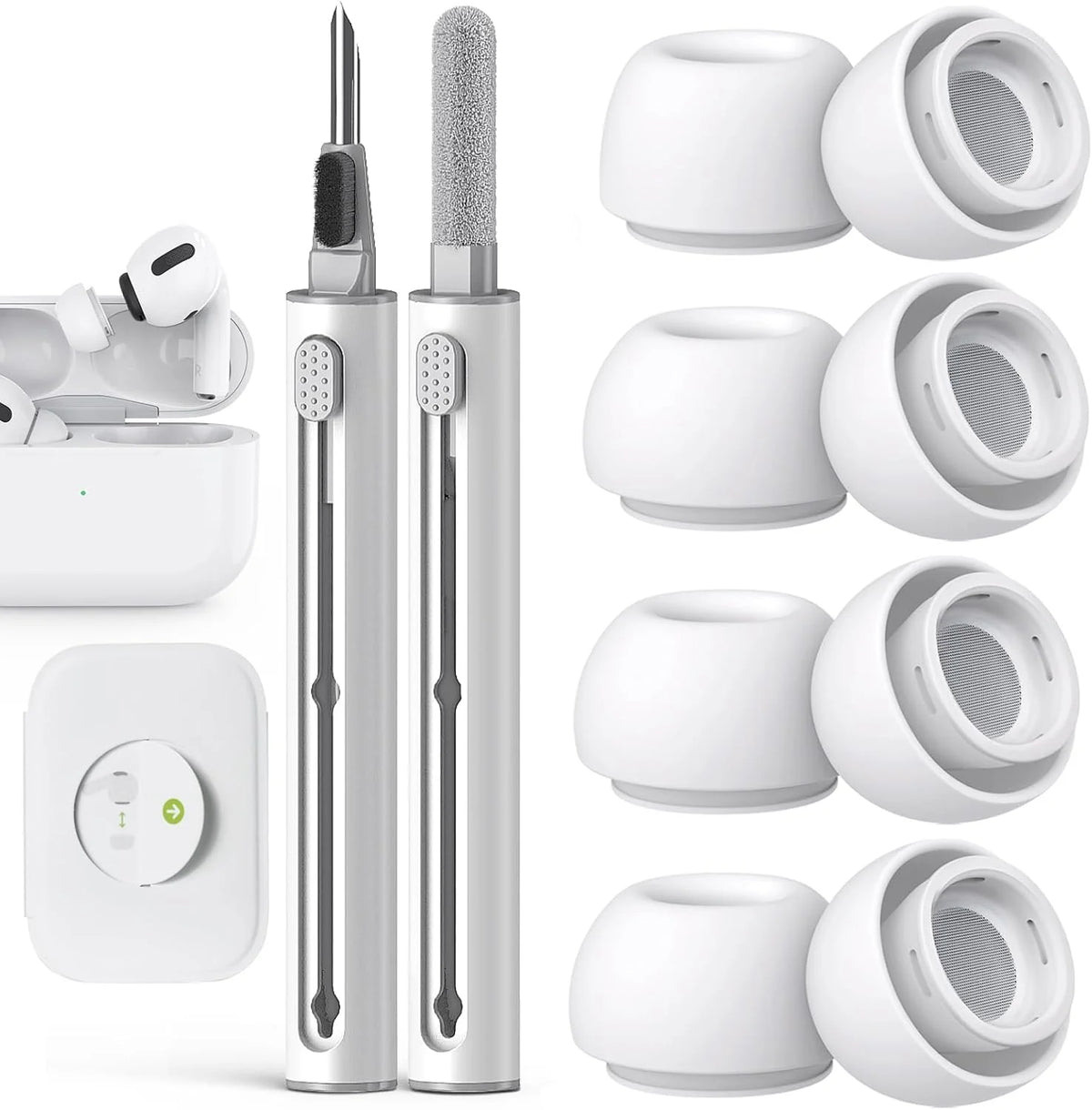 KUTOU 4 Pairs Liquid Silicone Ear Tips for Airpods Pro 1 2 Noise Reduction Pad Earplugs Boxed Ear Caps Comes with Cleaning Pen